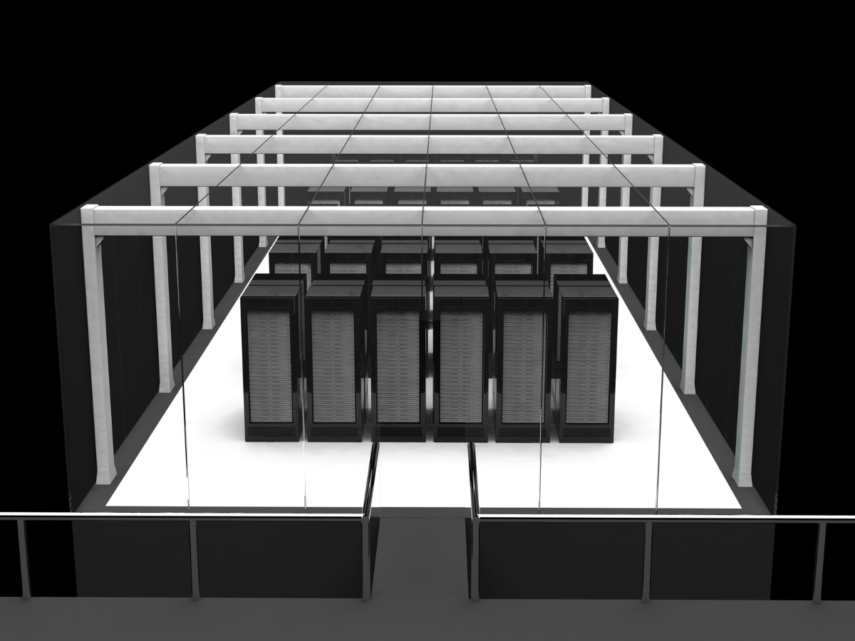 Technician optimizing energy efficiency in an edge data center using AI tools.