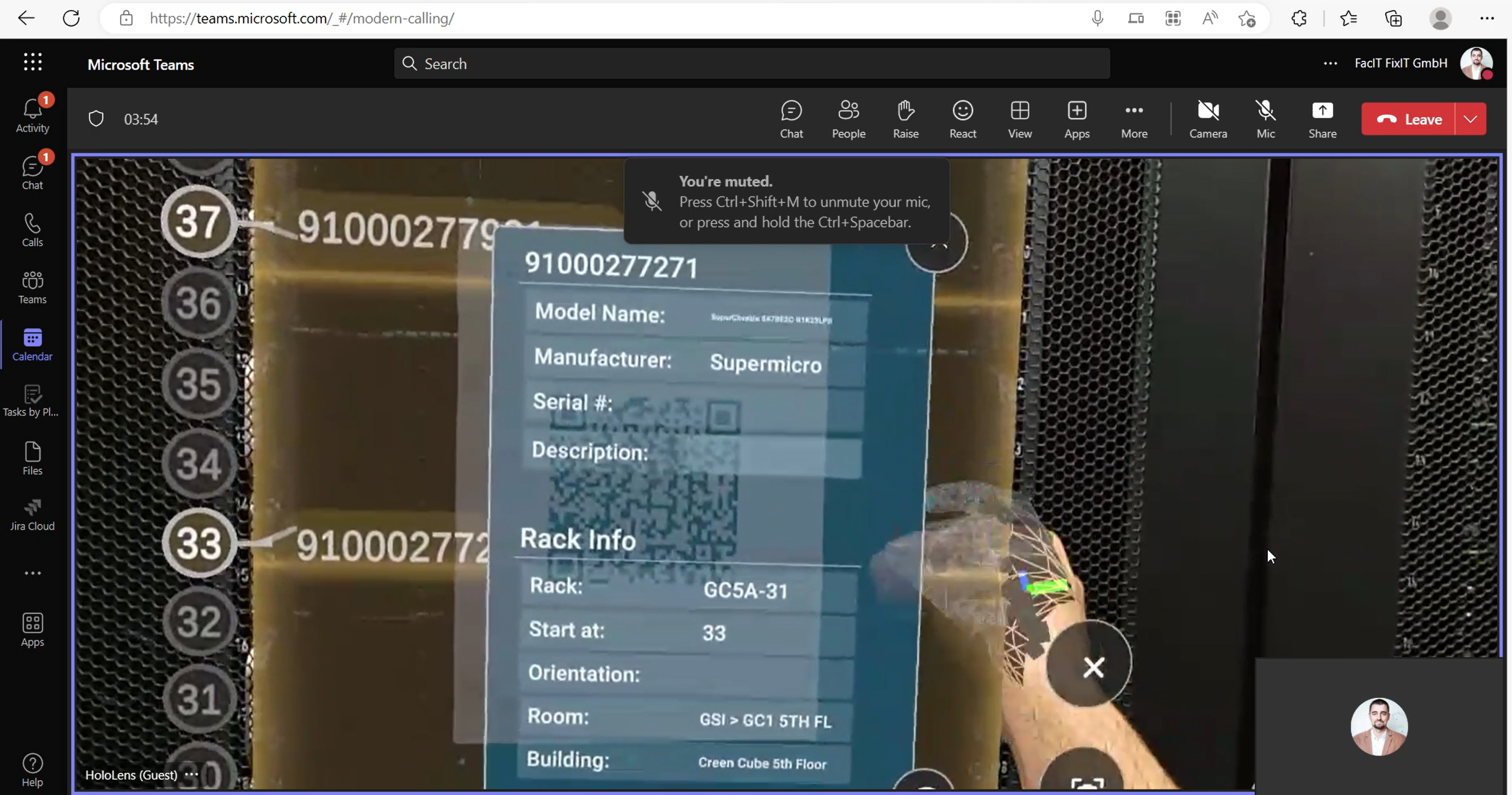 Remote troubleshooting using AR tools for data center operations.